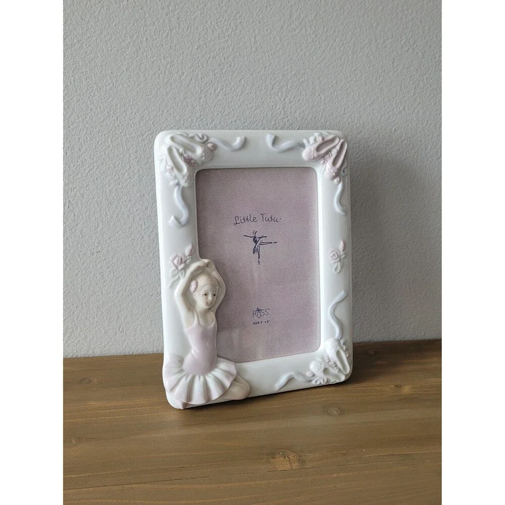 Vintage Ceramic Ballerina Picture Frame 4x6 Photo Print Recital Gift